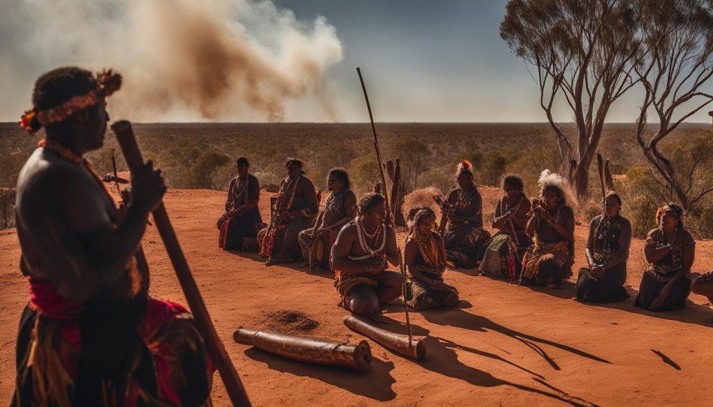 Cérémonie aborigène avec le didgeridoo